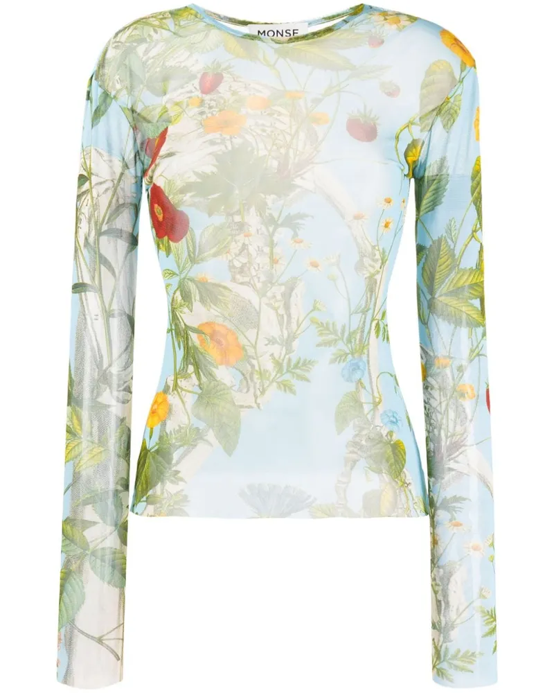 Monse T-Shirt mit botanischem Print - Blau Blau