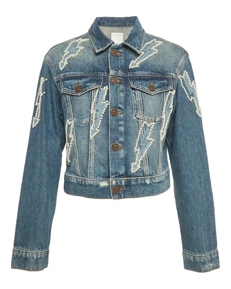 Sandro lightning beadwork denim jacket - Blau Blau