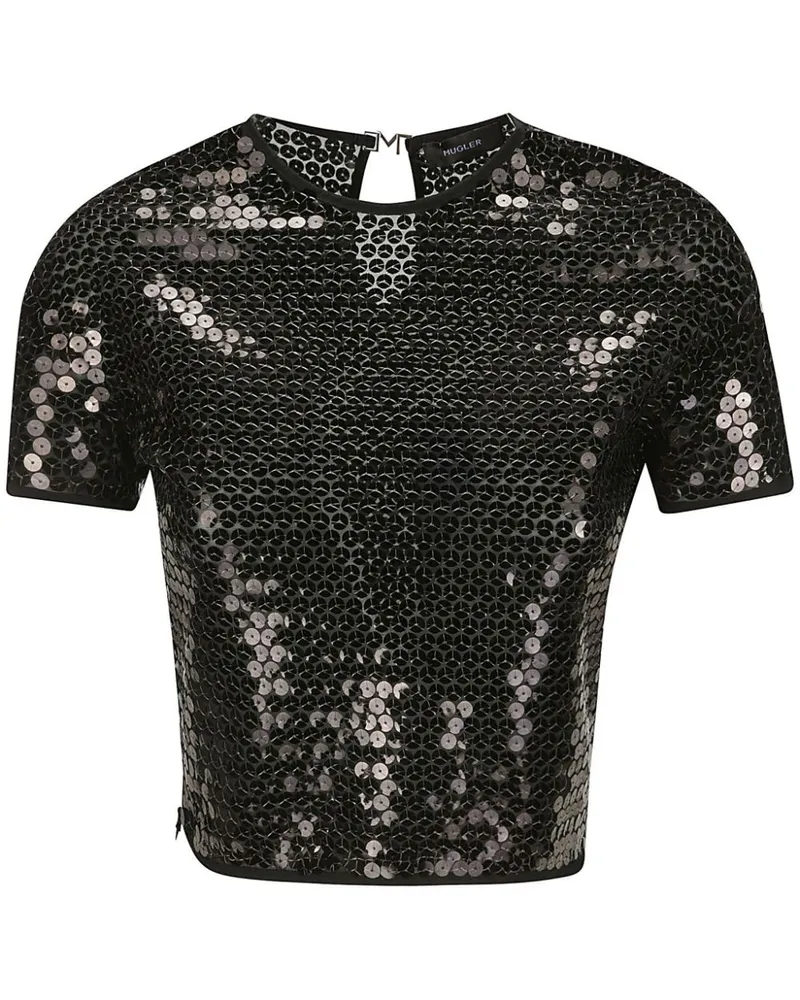 Thierry Mugler Bluse mit Pailletten - Schwarz Schwarz