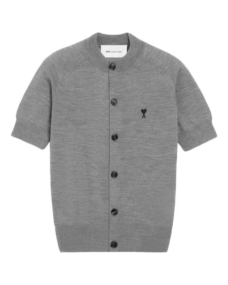 AMI Paris Kurzärmeliger Ami de Coeur Cardigan mit Logo - Grau Grau