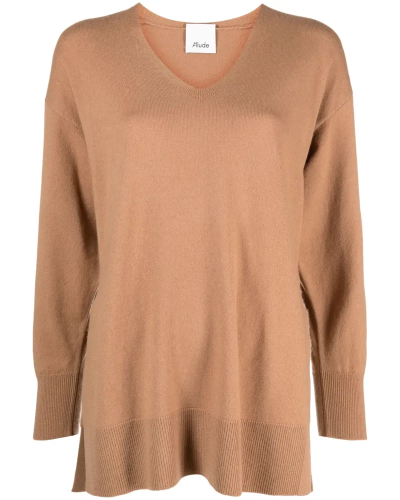 ALLUDE Pullover mit V-Ausschnitt - Braun Braun