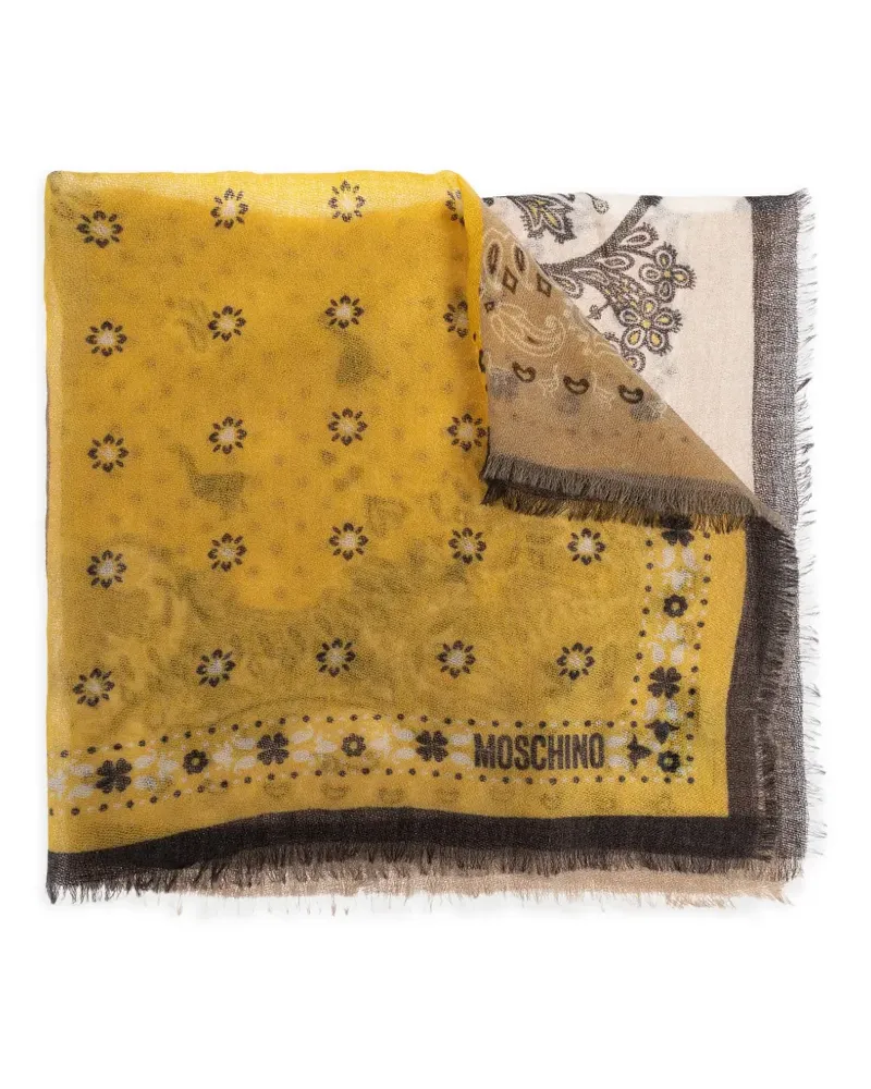 Moschino floral-print fringed scarf - Gelb Gelb
