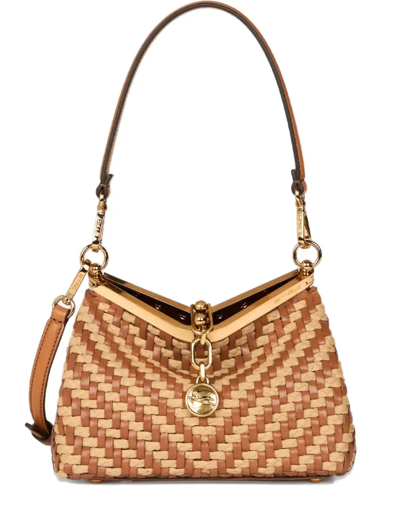 Etro small Vela woven shoulder bag - Braun Braun