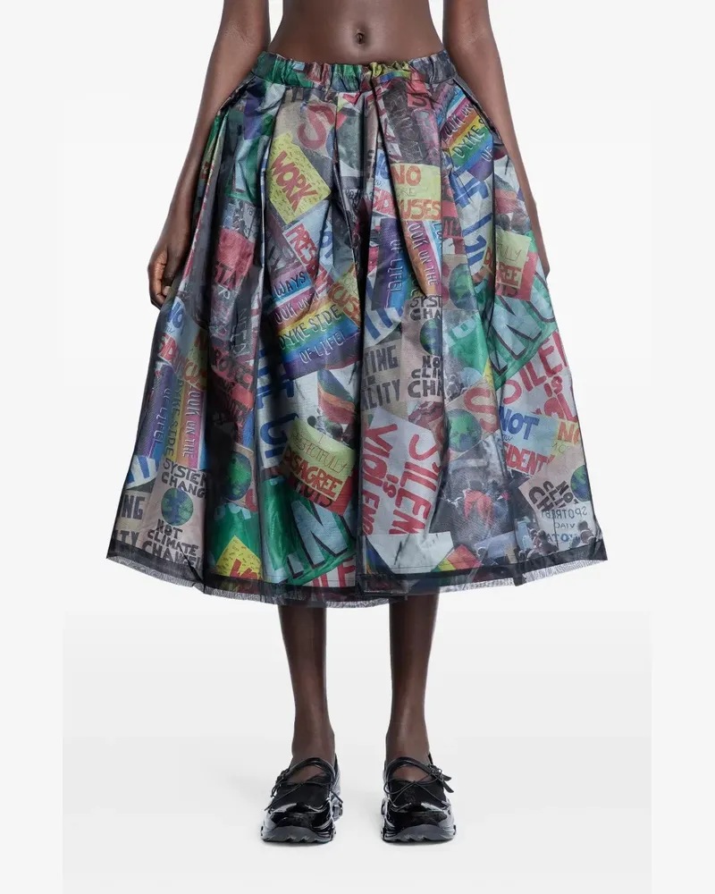 Comme des Garçons printed A-line midi skirt - Grau Grau