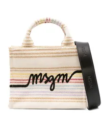 MSGM Gestreifter Shopper mit Logo-Stickerei Nude