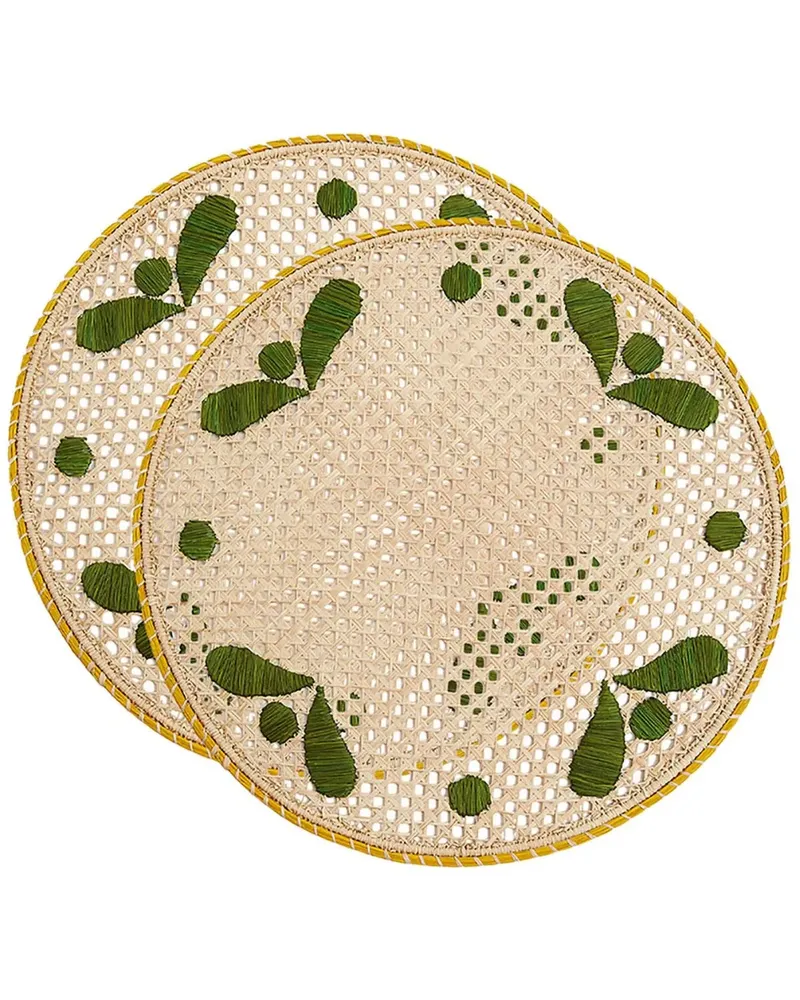 La DoubleJ Set aus zwei gewebten Tischsets aus Bast - Nude Nude