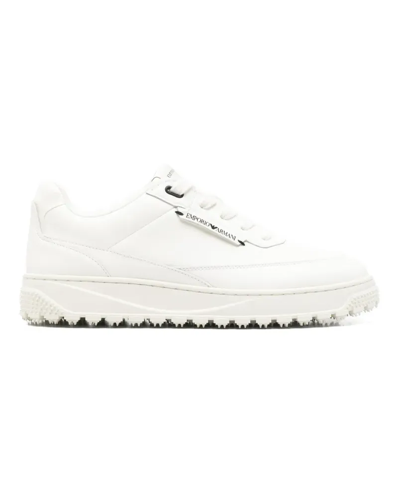 Emporio Armani Sneakers mit Logo-Schild - Weiß Weiß