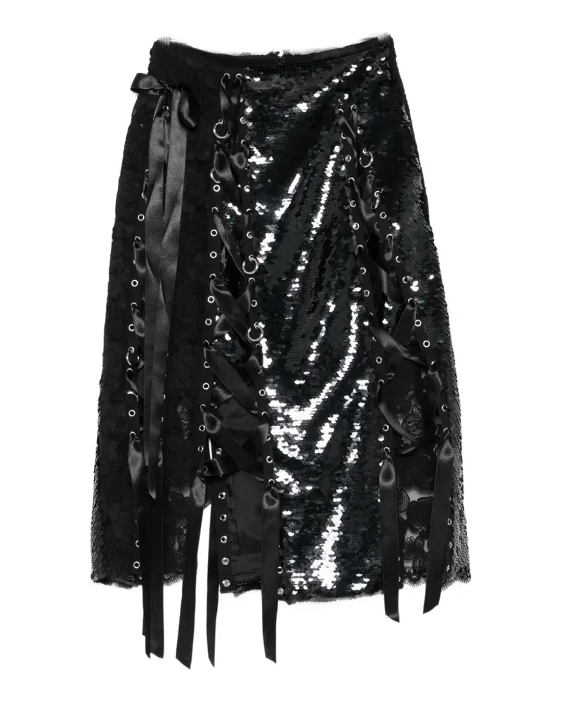 Simone Rocha Patchwork-Midirock mit Pailletten - Schwarz Schwarz