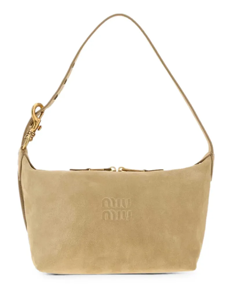 Miu Miu Schultertasche aus Wildleder - Nude Nude