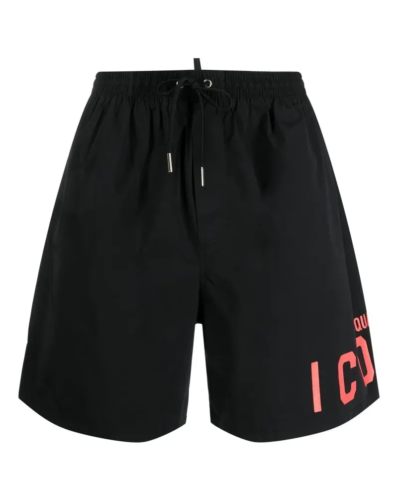 Dsquared2 Badeshorts mit Logo-Print - Schwarz Schwarz