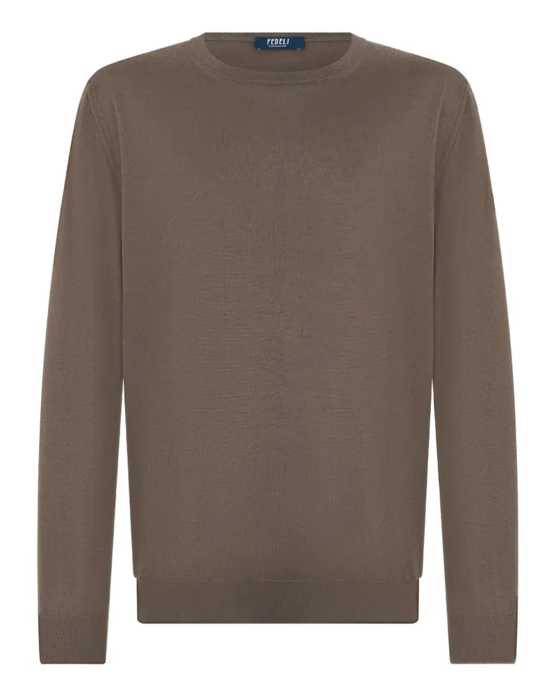 Fedeli round-neck long-sleeve sweater - Braun Braun
