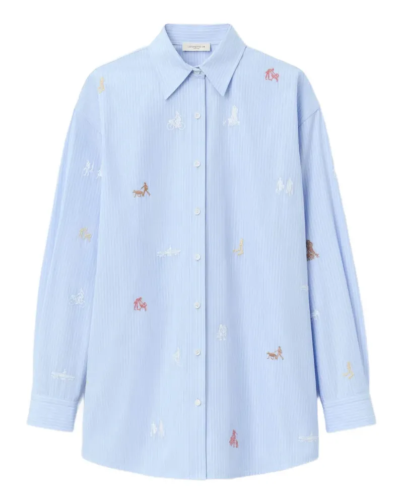 Lafayette148 striped embroidered shirt - Blau Blau