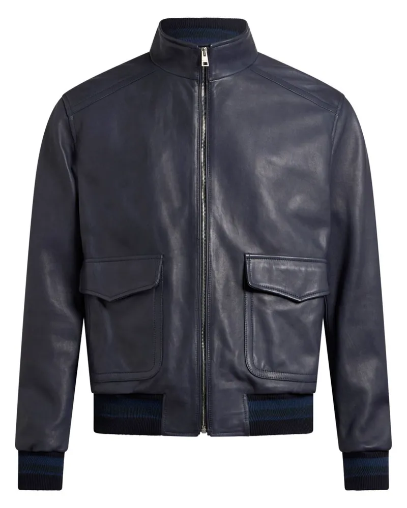 Etro Bomberjacke aus Leder - Blau Blau