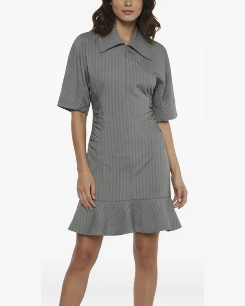 Ganni Gestreiftes Minikleid - Grau Grau