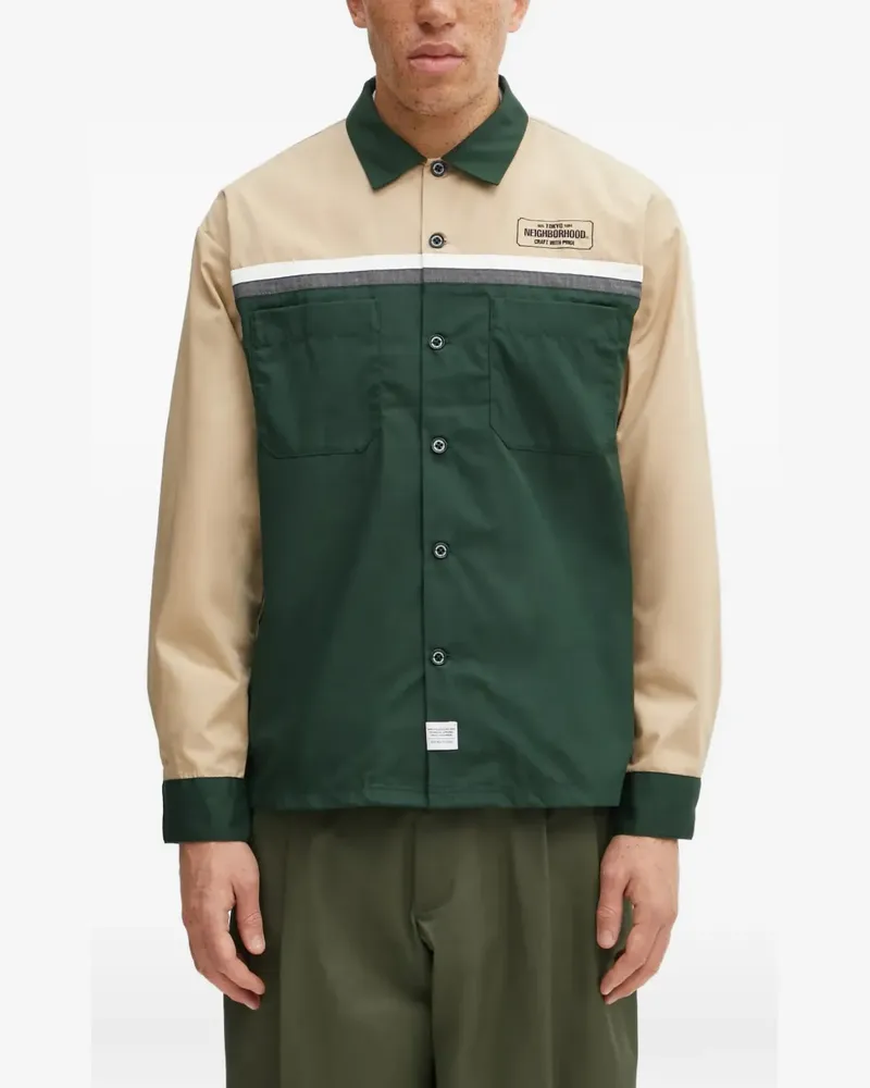 Neighborhood colourblock patch-pocket overshirt - Grün Grün