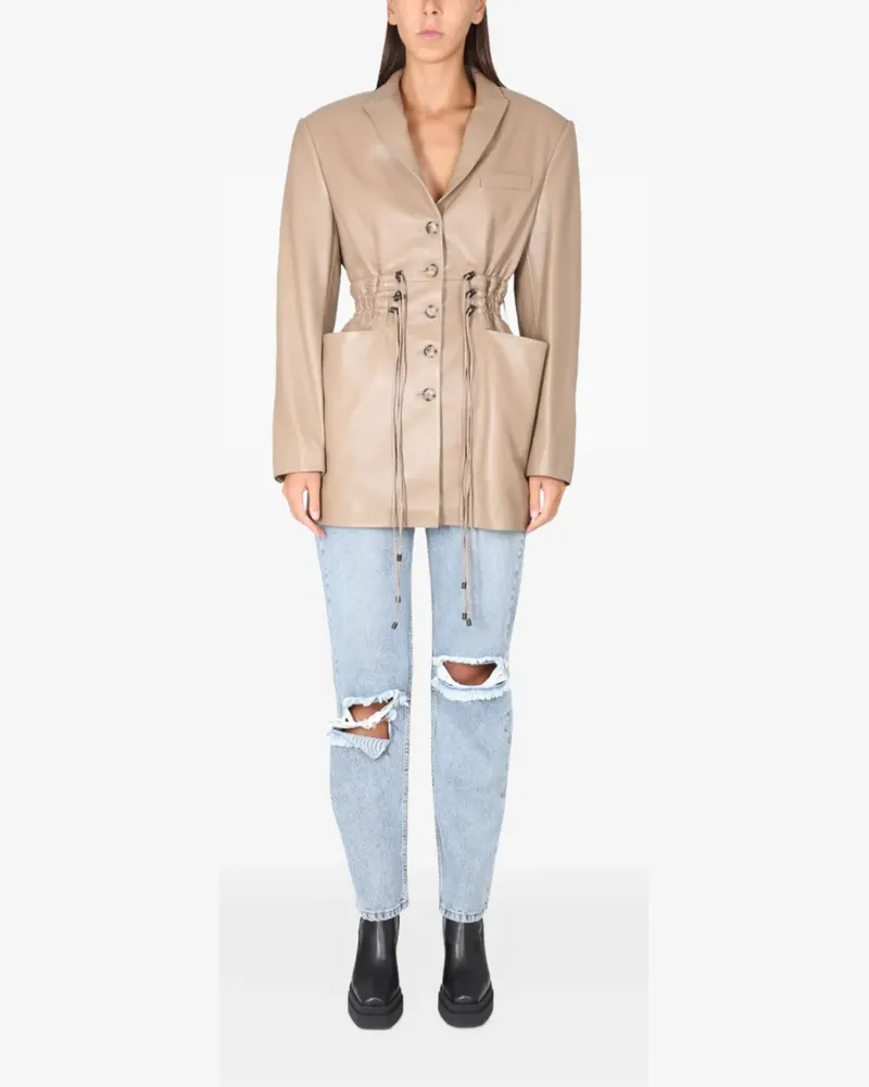 THE MANNEI gathered-wait blazer - Nude Nude