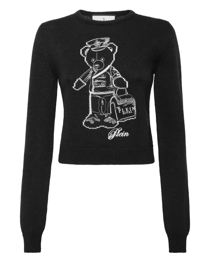 Philipp Plein Pullover mit Teddy-Stickerei - Schwarz Schwarz