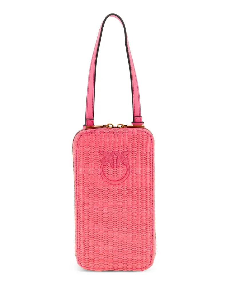 Pinko Love Birds Diamond Smartphone-Hülle aus geflochtenem Raffiabast - Rosa Rosa