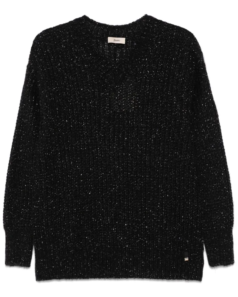 Herno Pullover aus Metallic-Garn - Schwarz Schwarz