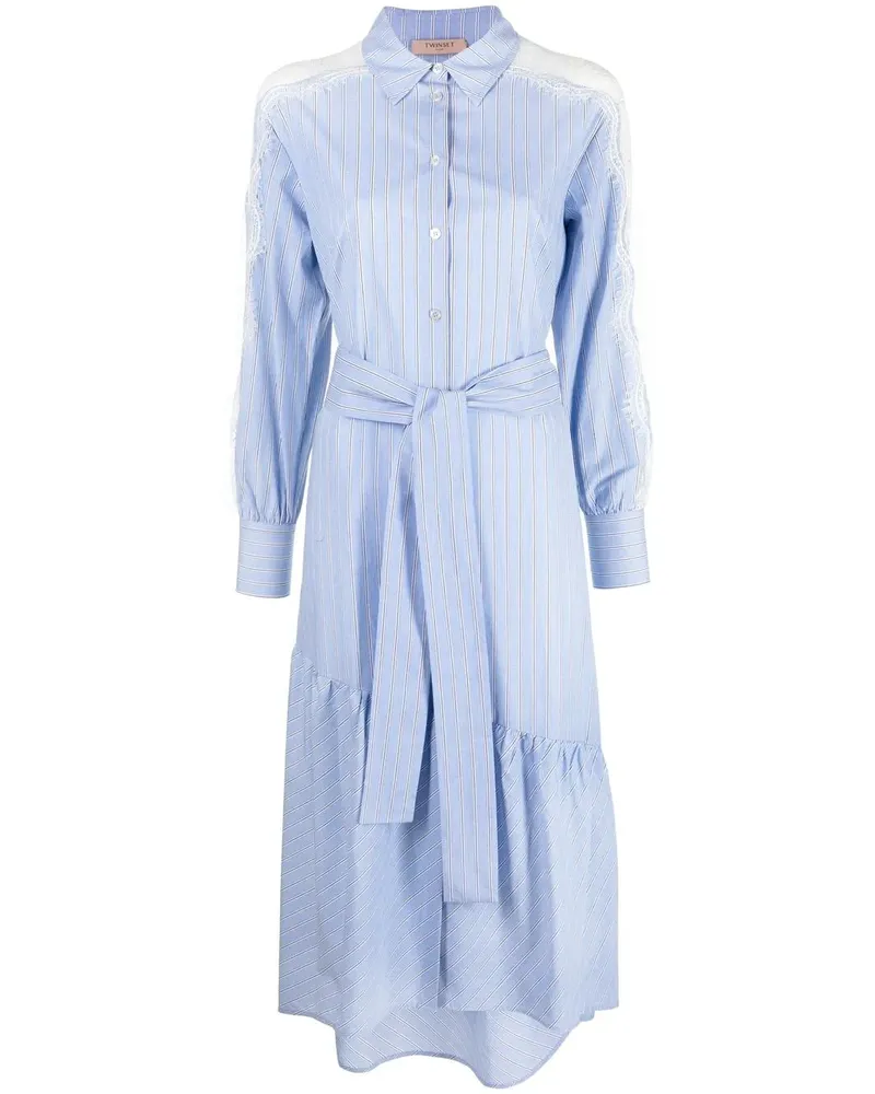 Twin-Set Gestreiftes Hemdkleid - Blau Blau