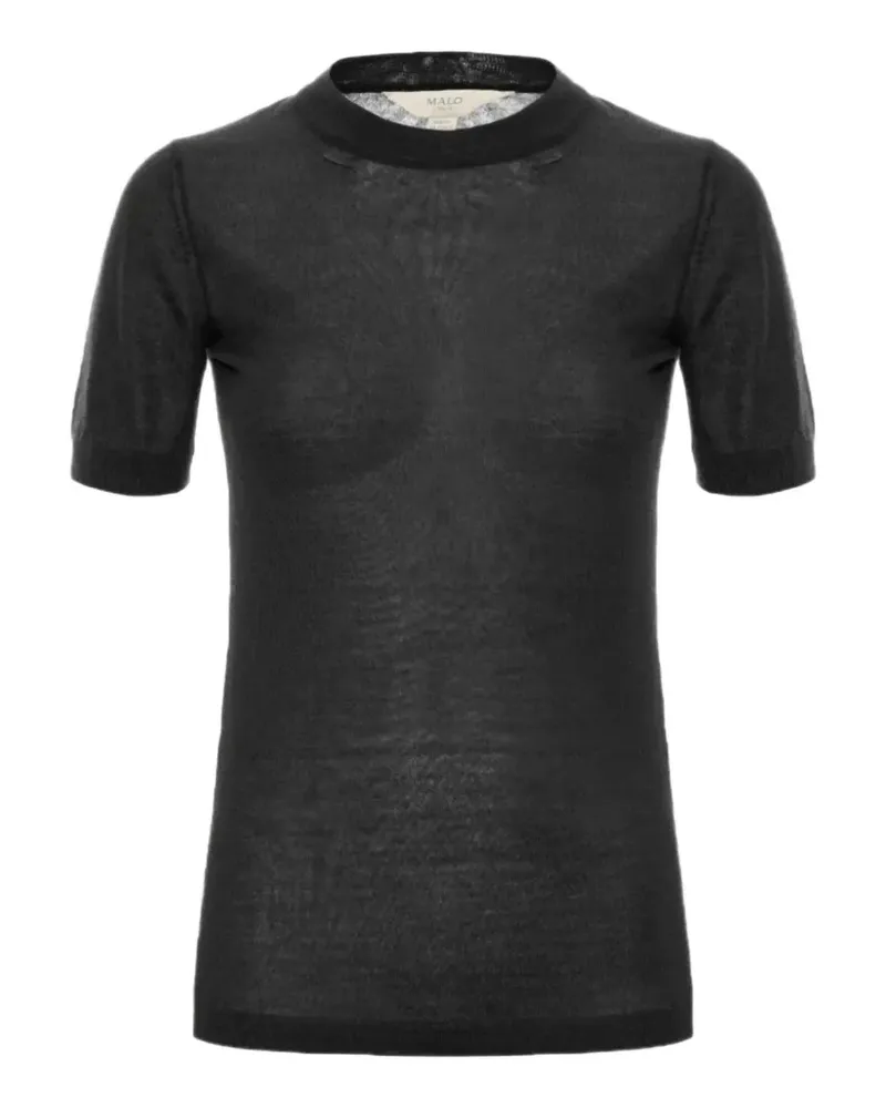 Malo Kurzärmeliger Kaschmirpullover - Schwarz Schwarz