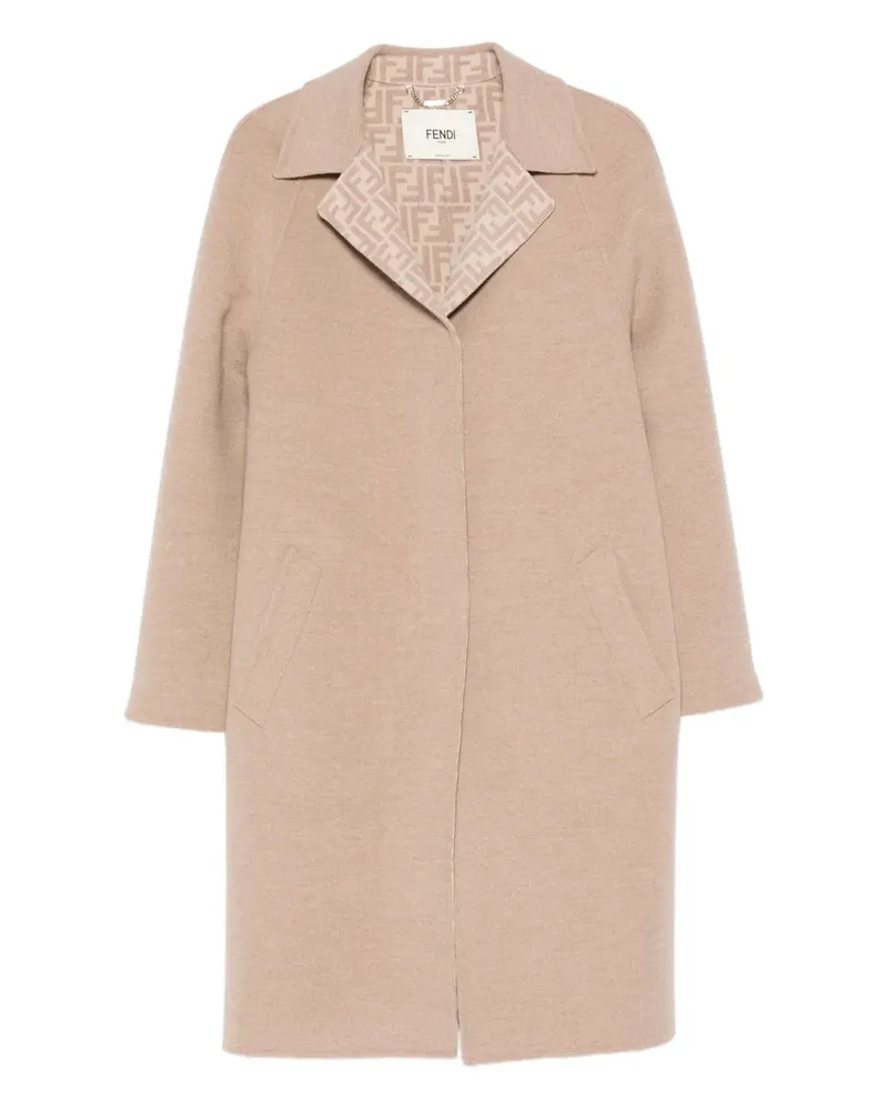 Fendi logo-detail collar coat - Nude Nude