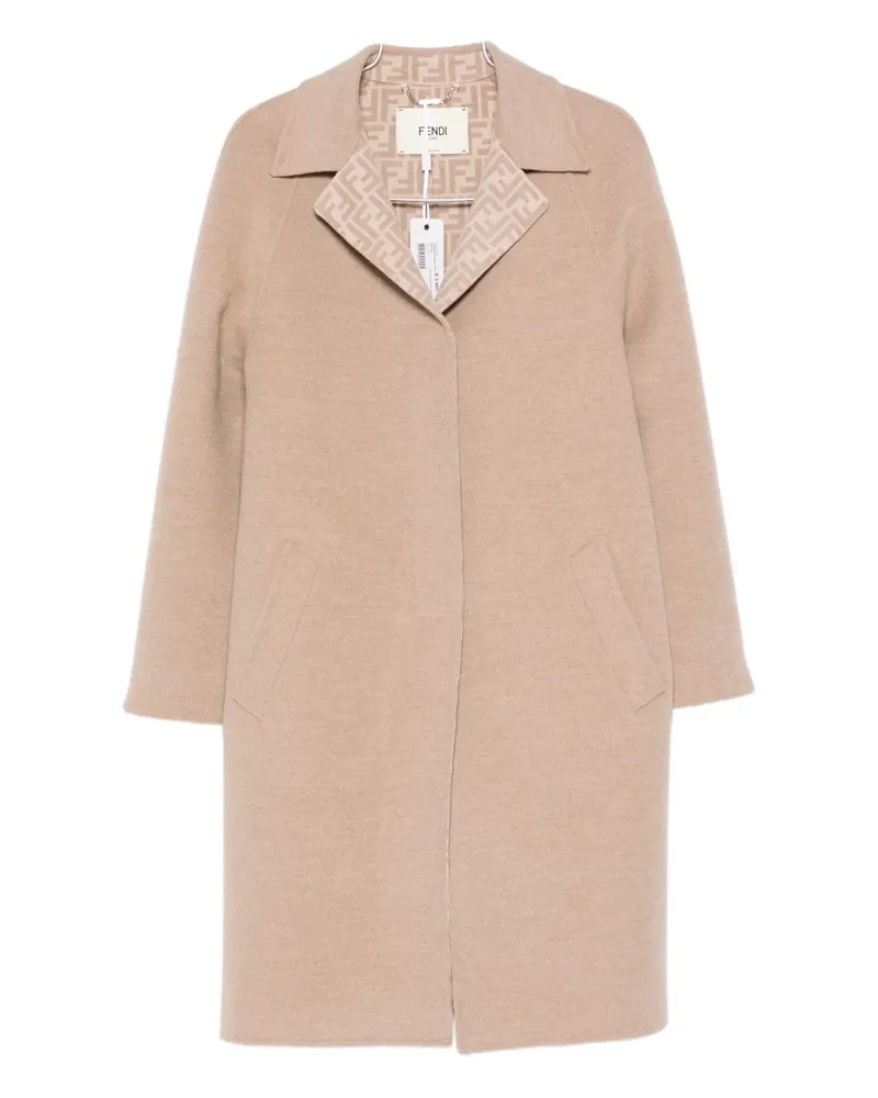 Fendi logo-detail collar coat - Nude Nude