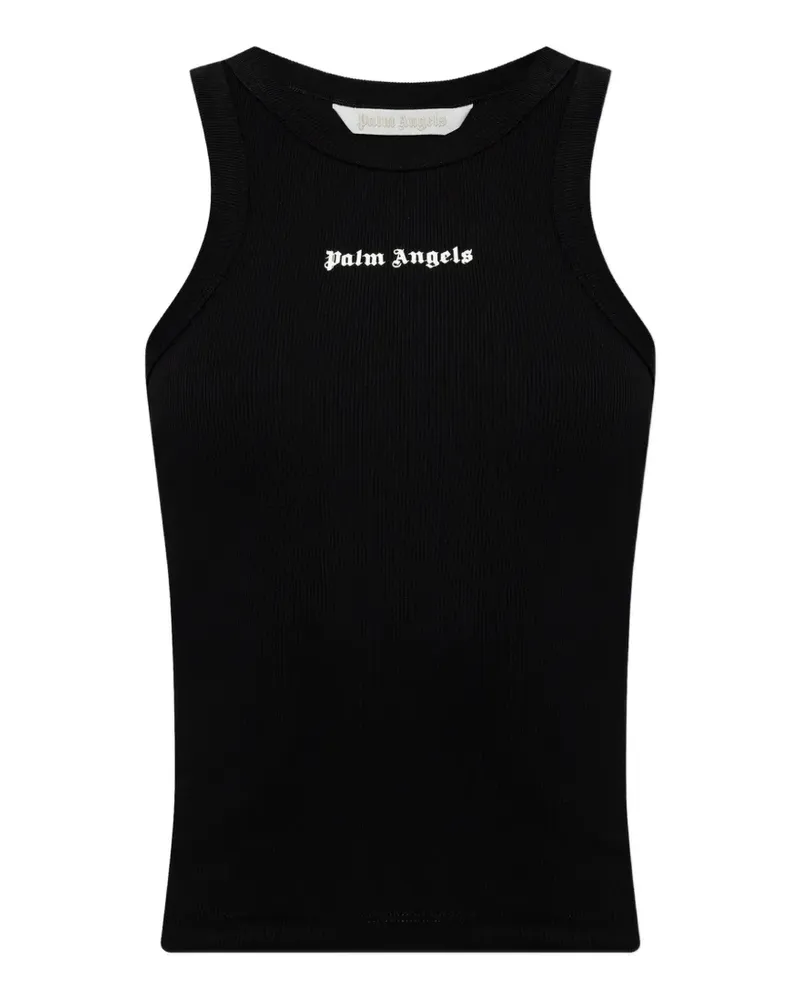 Palm Angels logo-print ribbed top - Schwarz Schwarz