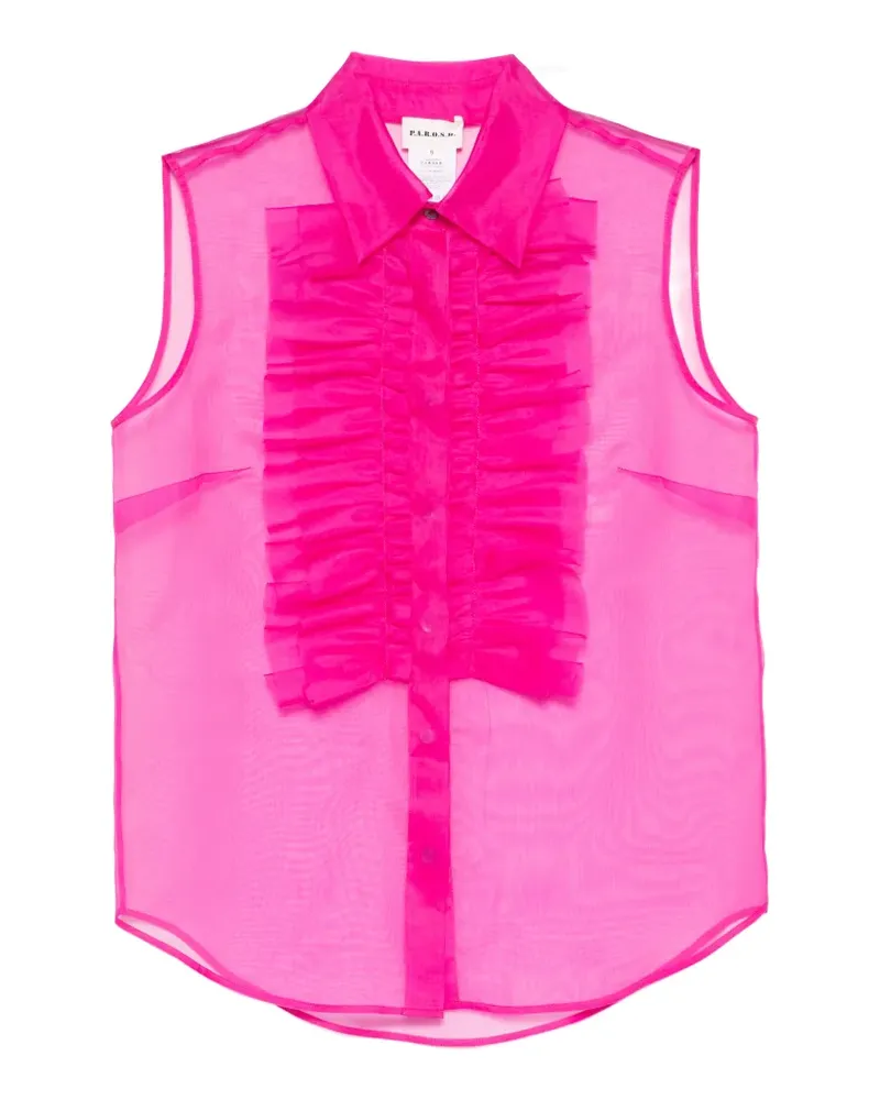 P.A.R.O.S.H. P.A.R.O H. Semi-transparentes Shake Hemd mit Rüschen - Rosa Rosa