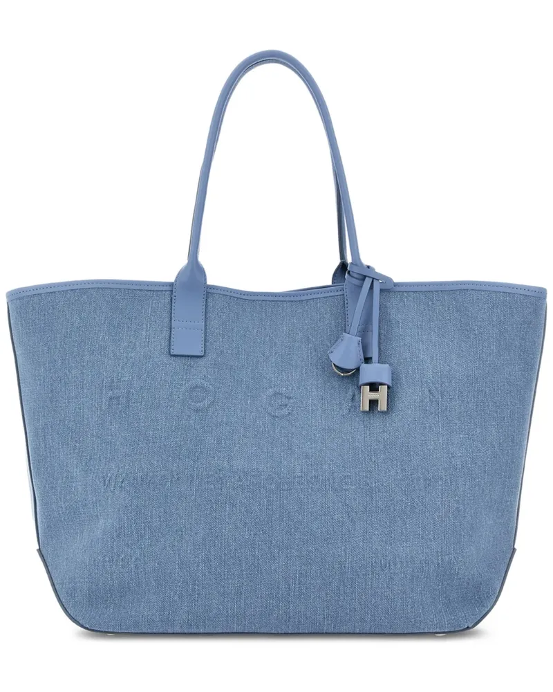 Hogan embossed charm address shopping tote bag - Blau Blau