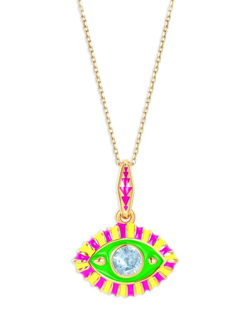 NeverNoT 14kt Life in Colour Eye Gelbgoldhalskette mit Anhänger Gold