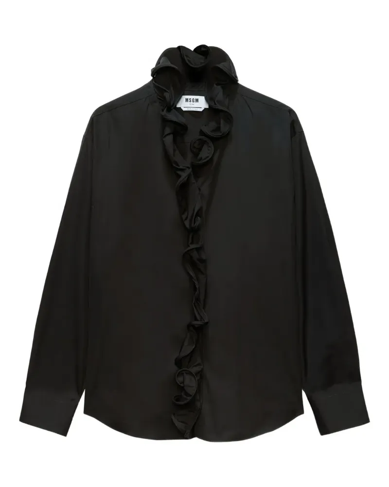MSGM Hemd mit Volant-Kragen - Schwarz Schwarz