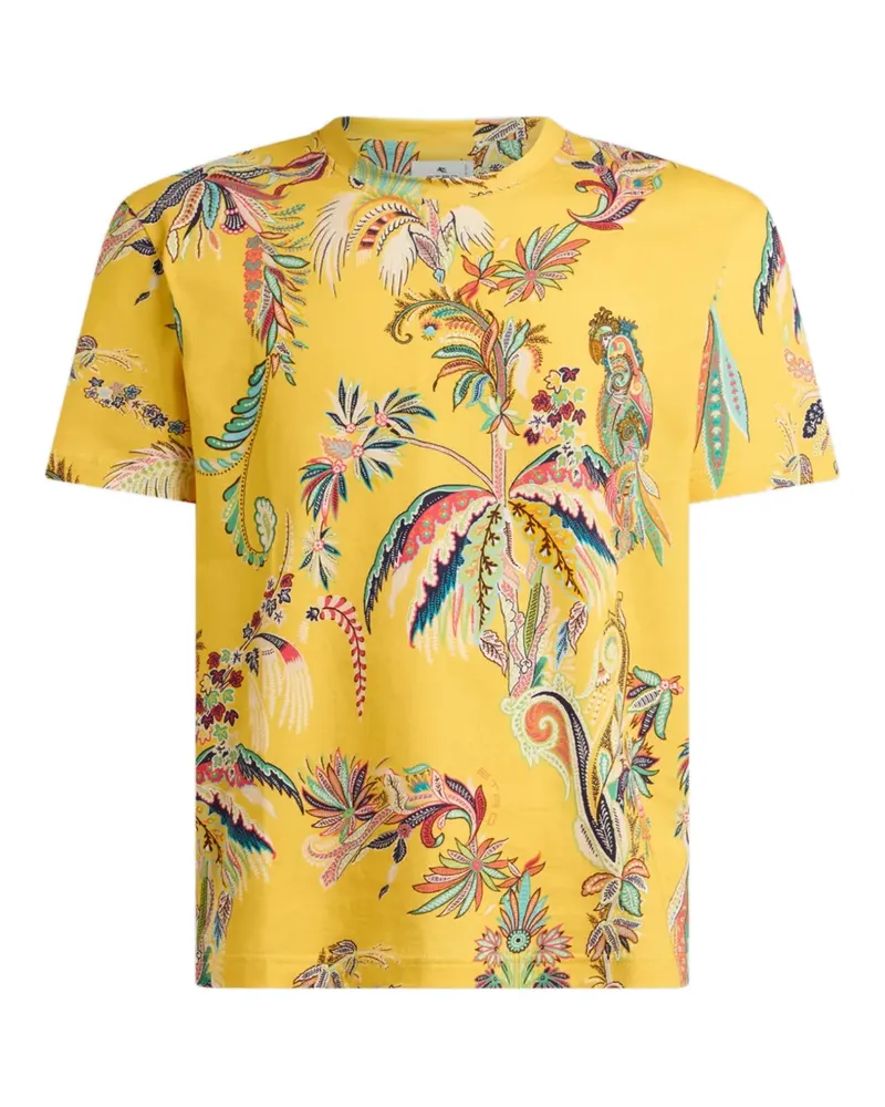 Etro parrot and palm-tree printed T-shirt - Gelb Gelb