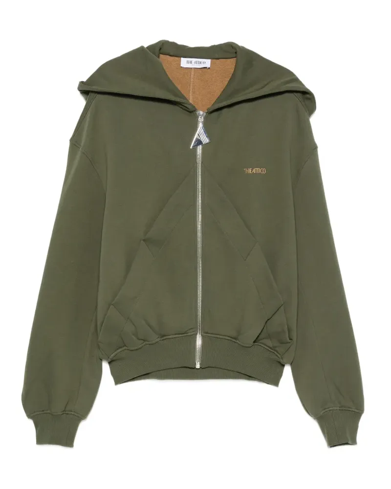 ATTICO logo-embroidered zip-up hoodie - Grün Grün