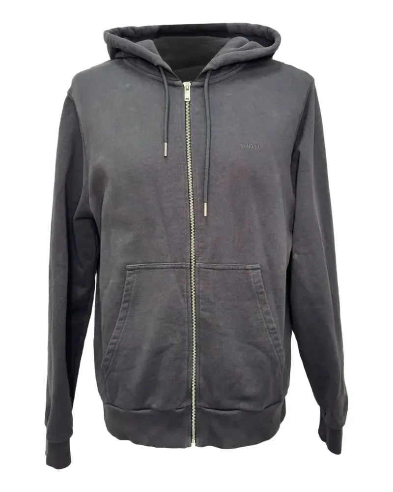 Sandro logo-embroidered zipped hoodie - Schwarz Schwarz