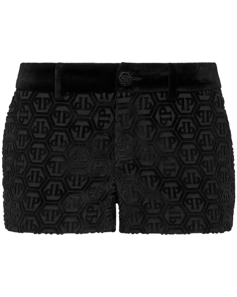 Philipp Plein Kurze Shorts mit Monogrammmuster - Schwarz Schwarz