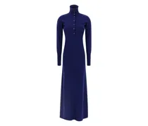 Maxikleid aus geripptem Strick - Blau