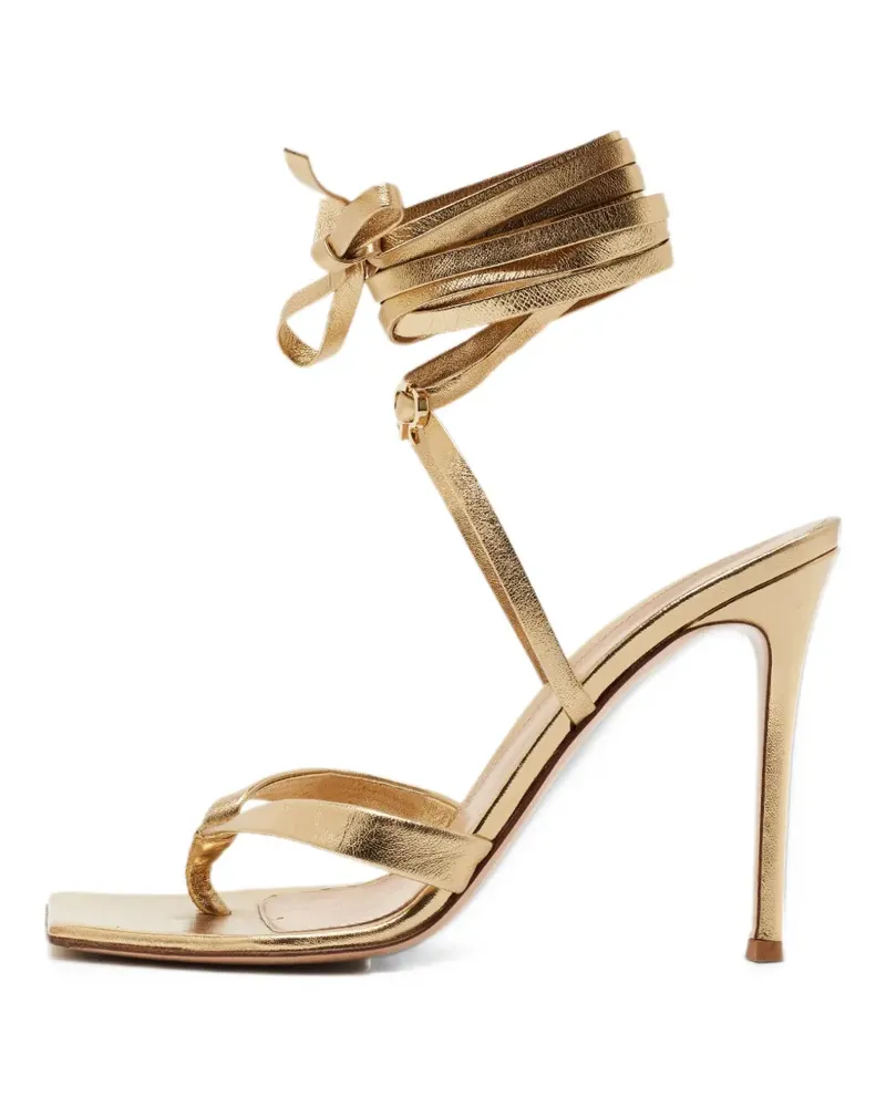 Gianvito Rossi square-toe ankle-wrap sandals - Gold Gold