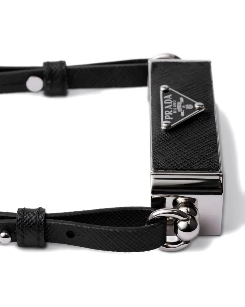 Prada Handyhülle aus Leder - Schwarz Schwarz