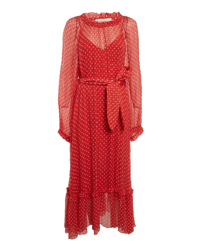 Zimmermann polka-dot ruffled midi dress - Rot Rot