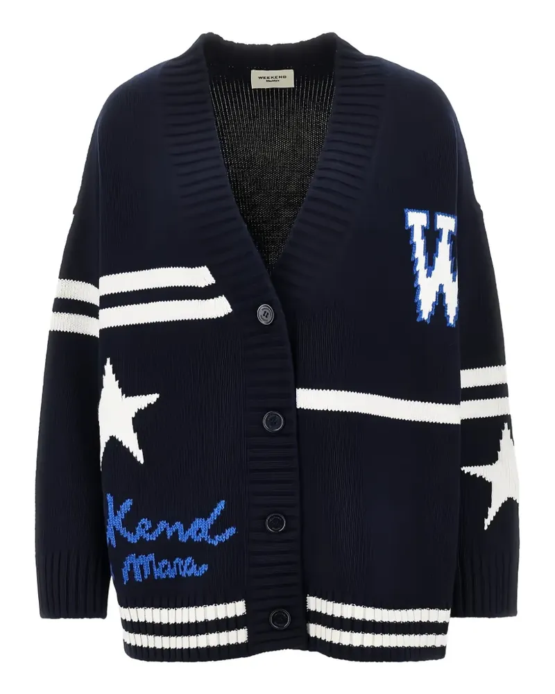 Max Mara intarsia-knit star-motif cardigan - Blau Blau