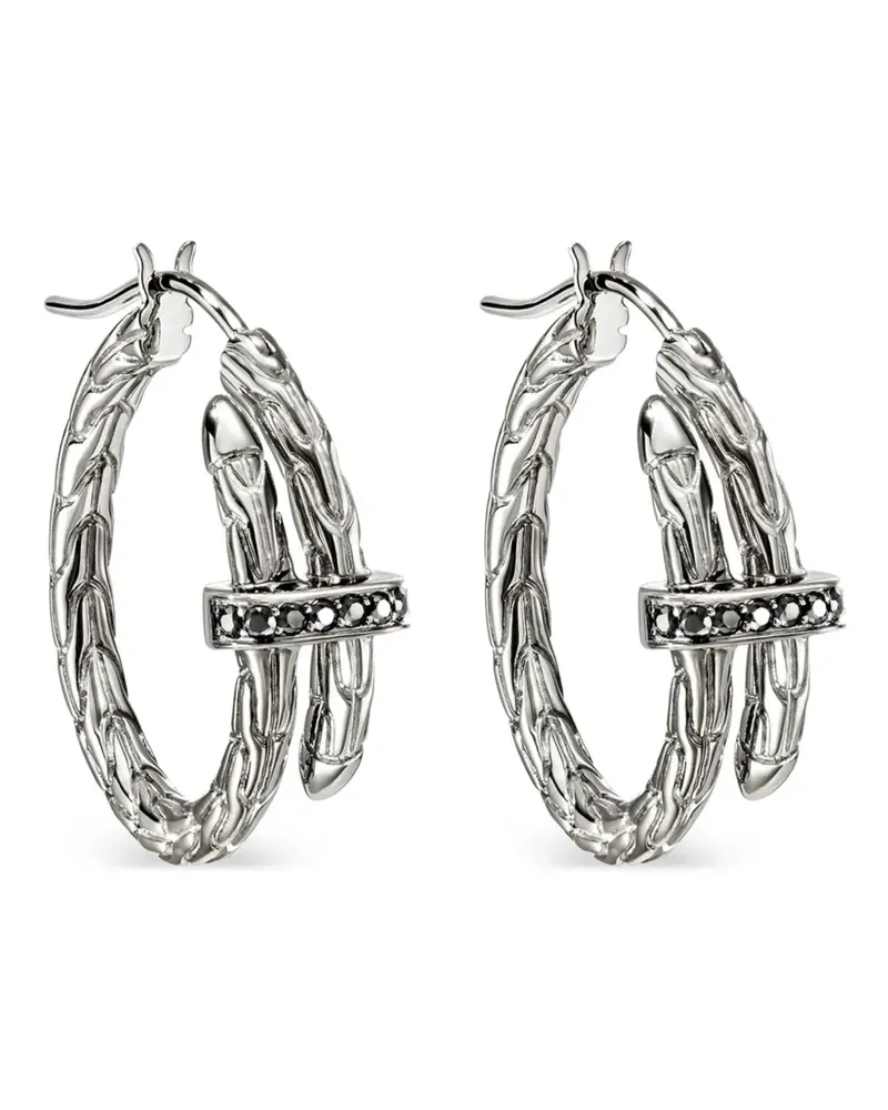 John Hardy Creolen aus Sterlingsilber mit schwarzem Saphir Silber