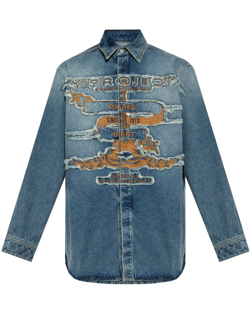 Y/PROJECT Jeanshemd im Distressed-Look - Blau Blau