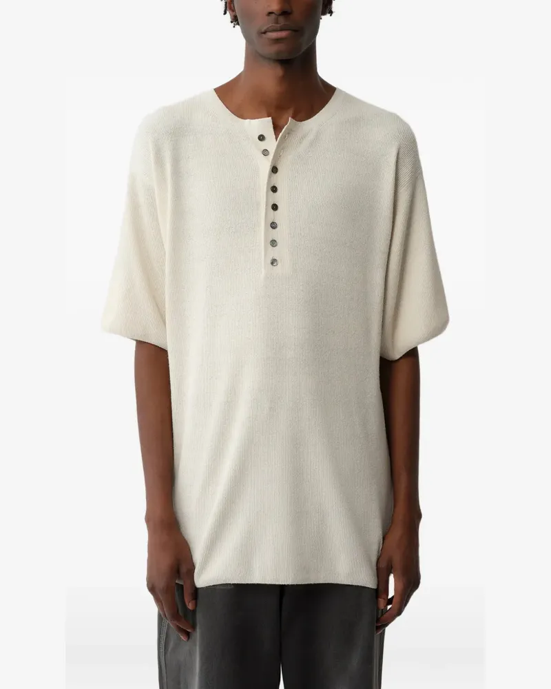 Calvin Klein button-placket ribbed T-shirt - Nude Nude