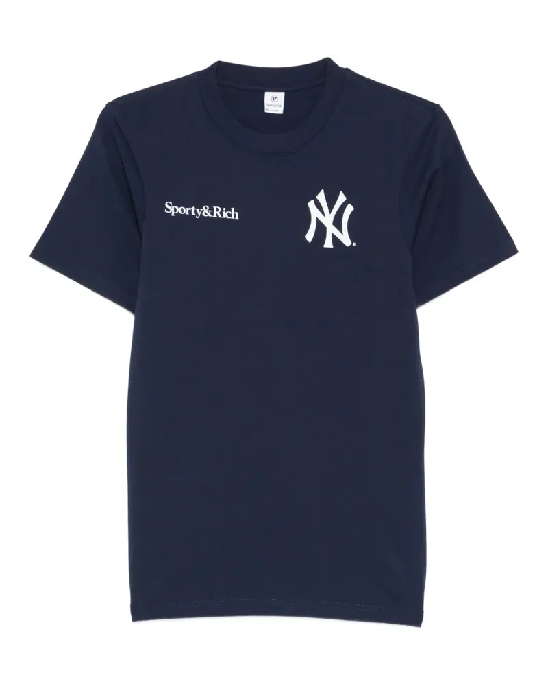 SPORTY & RICH Femi T-Shirt mit Logo-Detail - Blau Blau