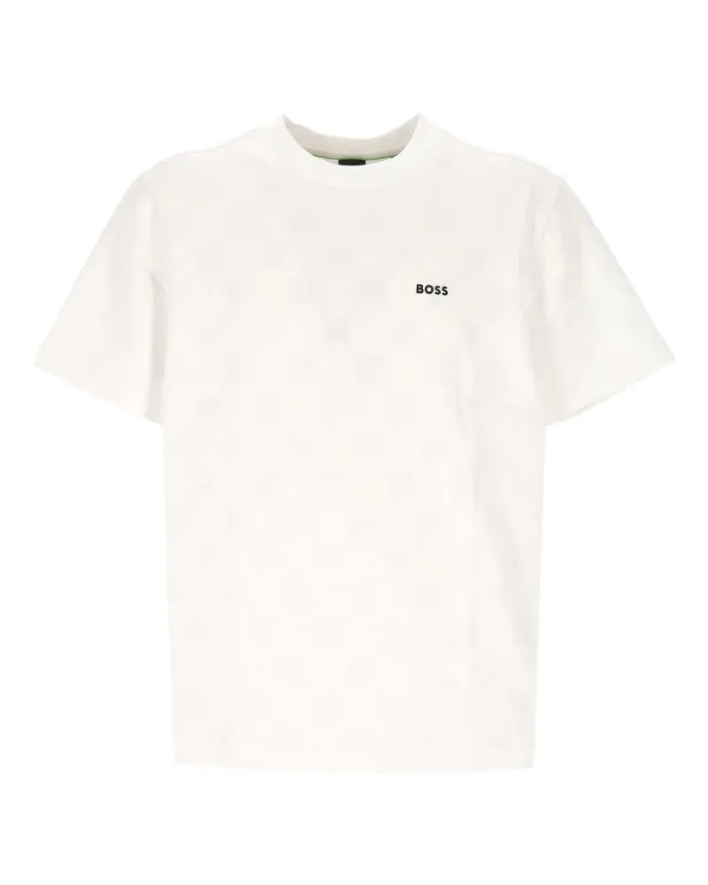 HUGO BOSS T-Shirt aus Tennisball-Jacquard - Weiß Weiß