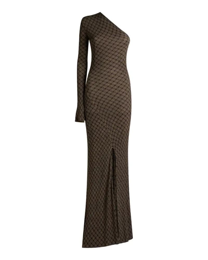 Etro ribbed long dress with micro diamond motif - Braun Braun