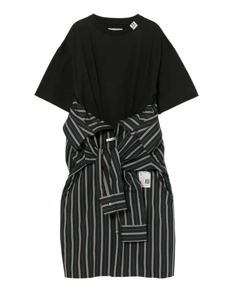 MIHARAYASUHIRO Gestreiftes Midikleid - Schwarz Schwarz