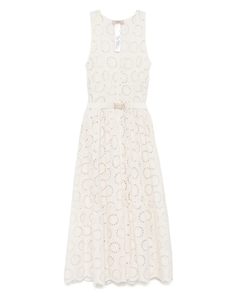 Twin-Set Maxikleid mit Lochstickerei - Nude Nude