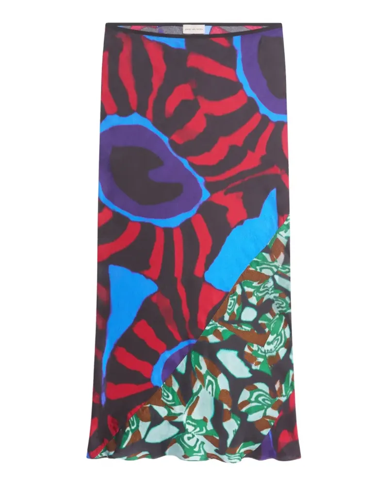 Dries van Noten Midirock mit Print - Schwarz Schwarz